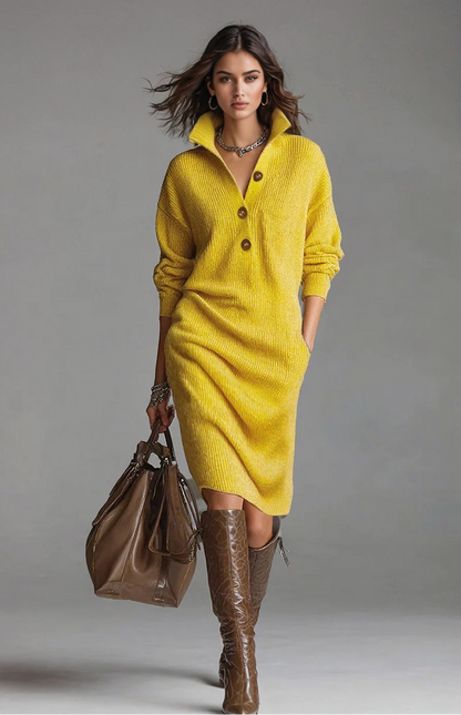 Britt™ | Elegant ribbet midi-kjole