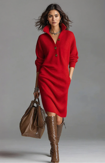 Britt™ | Elegant ribbet midi-kjole