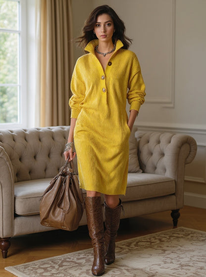 Britt™ | Elegant ribbet midi-kjole